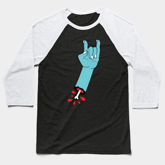 Throw Up Your Horns Baseball T-Shirt by Cpt. Hardluck